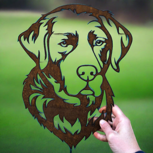 Labrador - Rustic Rusted Pet Garden Sculpture - Solid Steel